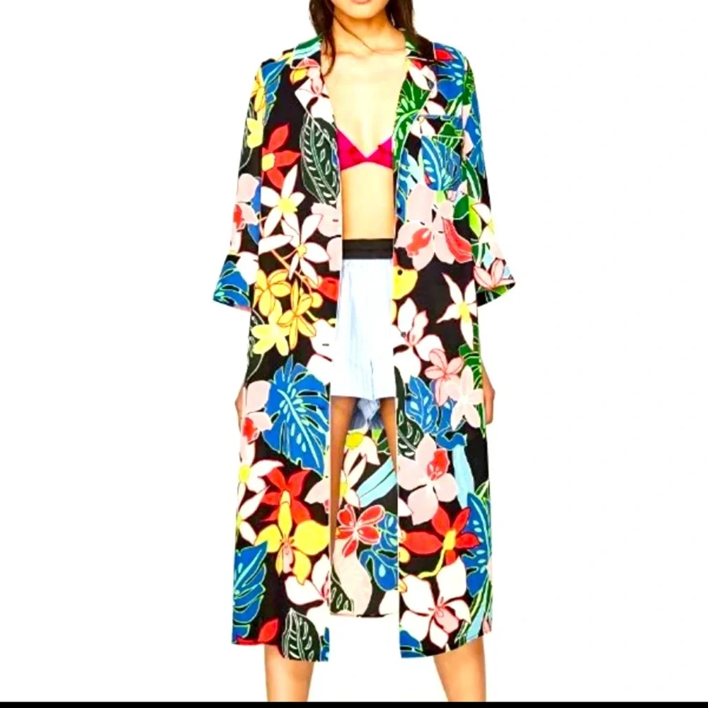 ZARA TROPICAL PRINT OVERSHIRT KIMONO Size S - Picture 3 of 10